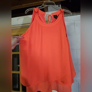 Worthington Vibrant Coral Sleeveless Blouse